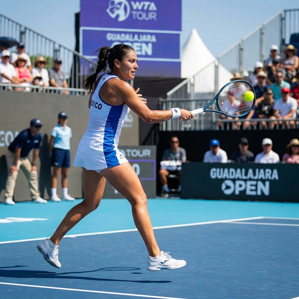 Renata Zarazúa ejecutando saque potente en torneo WTA 2026