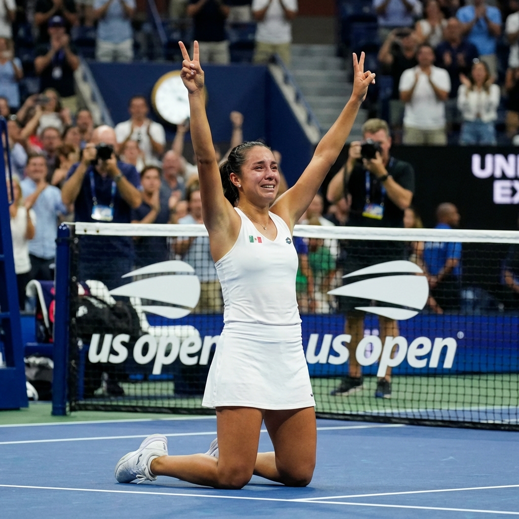 Renata Zarazúa celebrando en US Open 2025